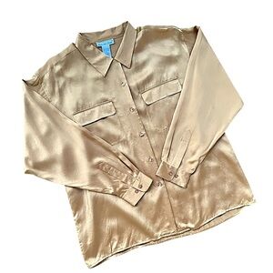 Anna And Frank Shimmering Gold Button-Up Blouse
